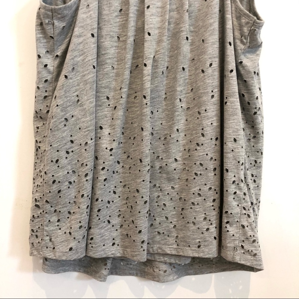 Anthropologie Deletta Gray Beaded Tank Top with Cut Outs - Picture 14 of 16
